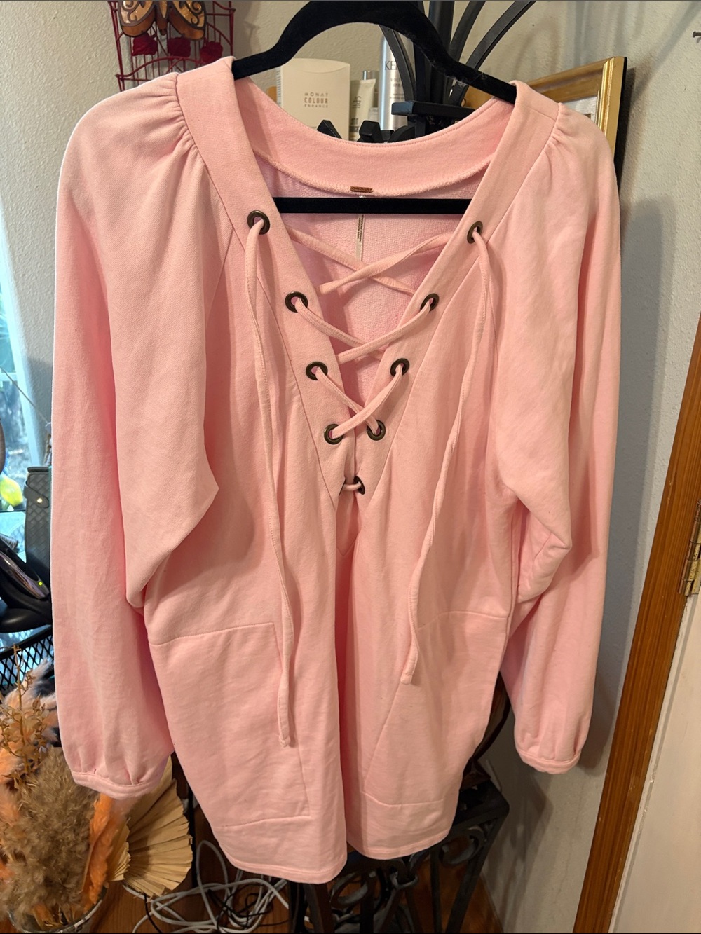 Free People Lace-Up Tunic in Light Pink. Very soft material, pockets.